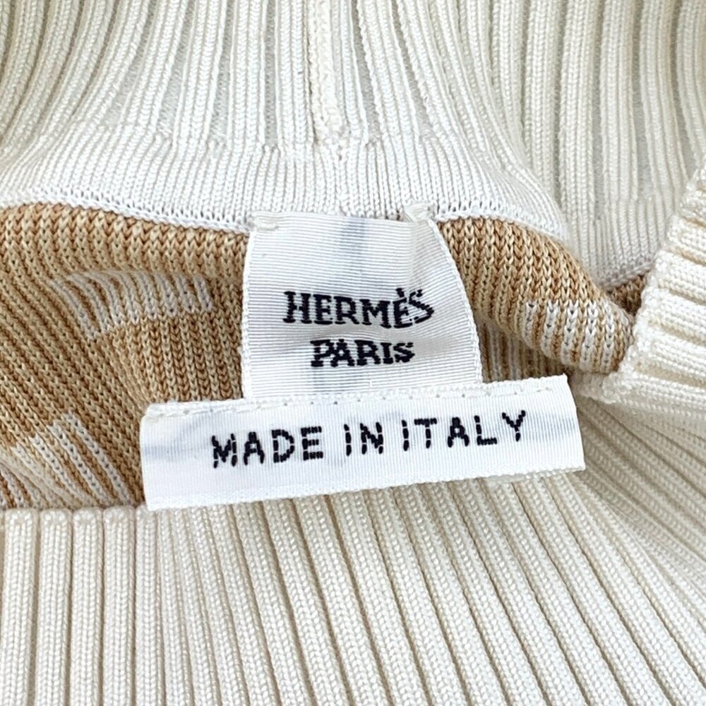 Hermes Color-Block Diamond Pattern Silk Knit Legg… - image 4